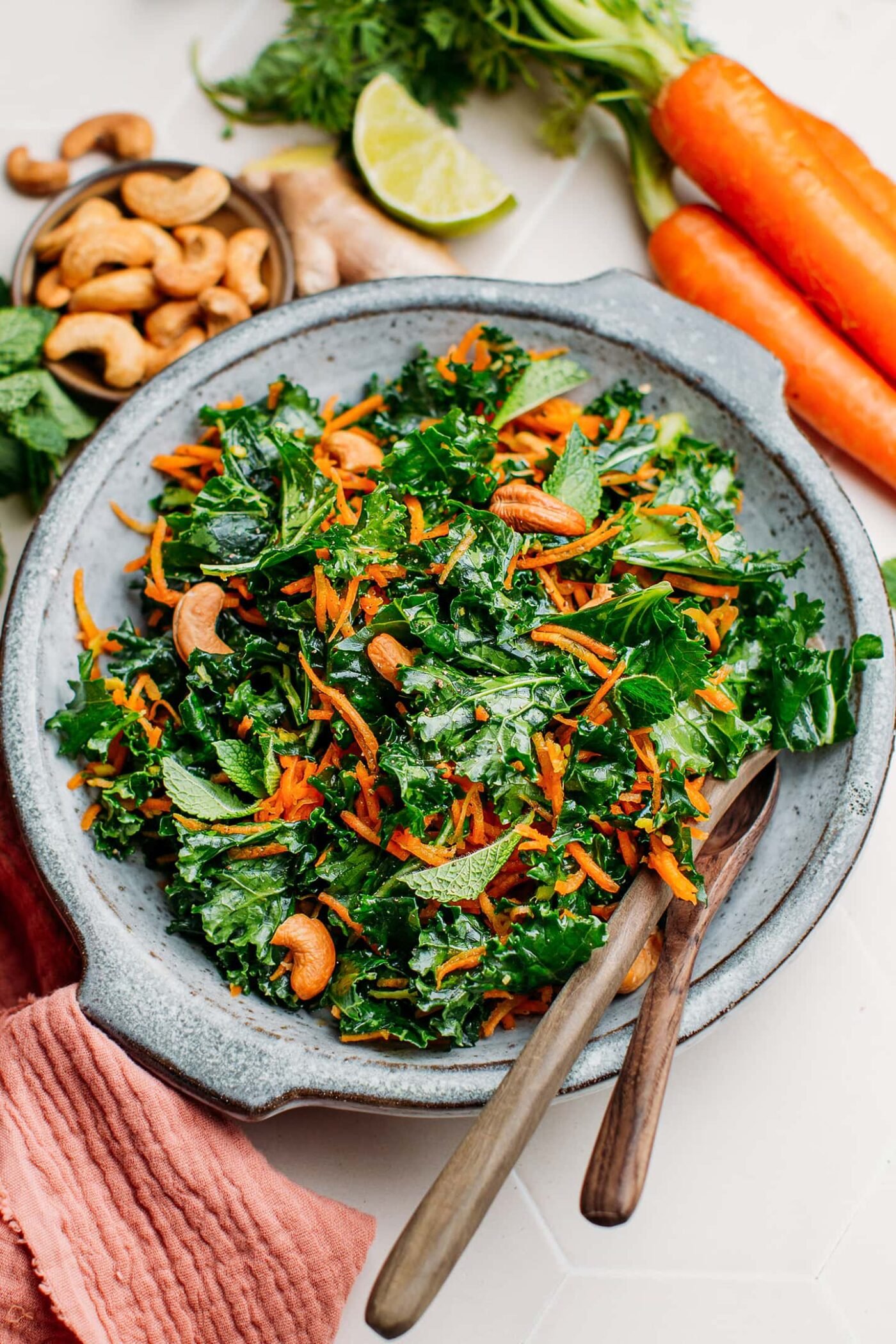 10-Minute Ginger Carrot & Kale Salad in a plate.