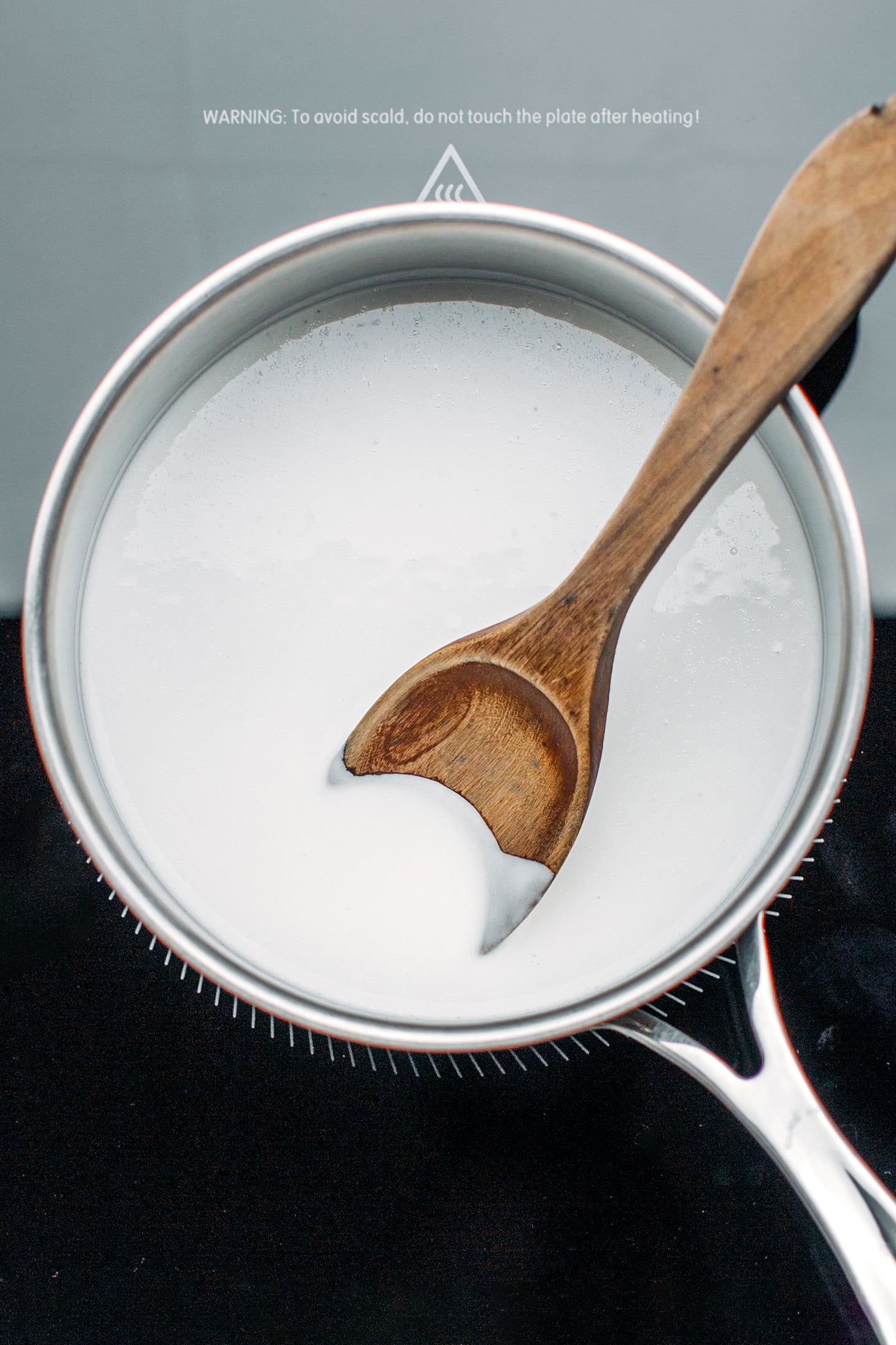 Rice flour batter in a saucepan.