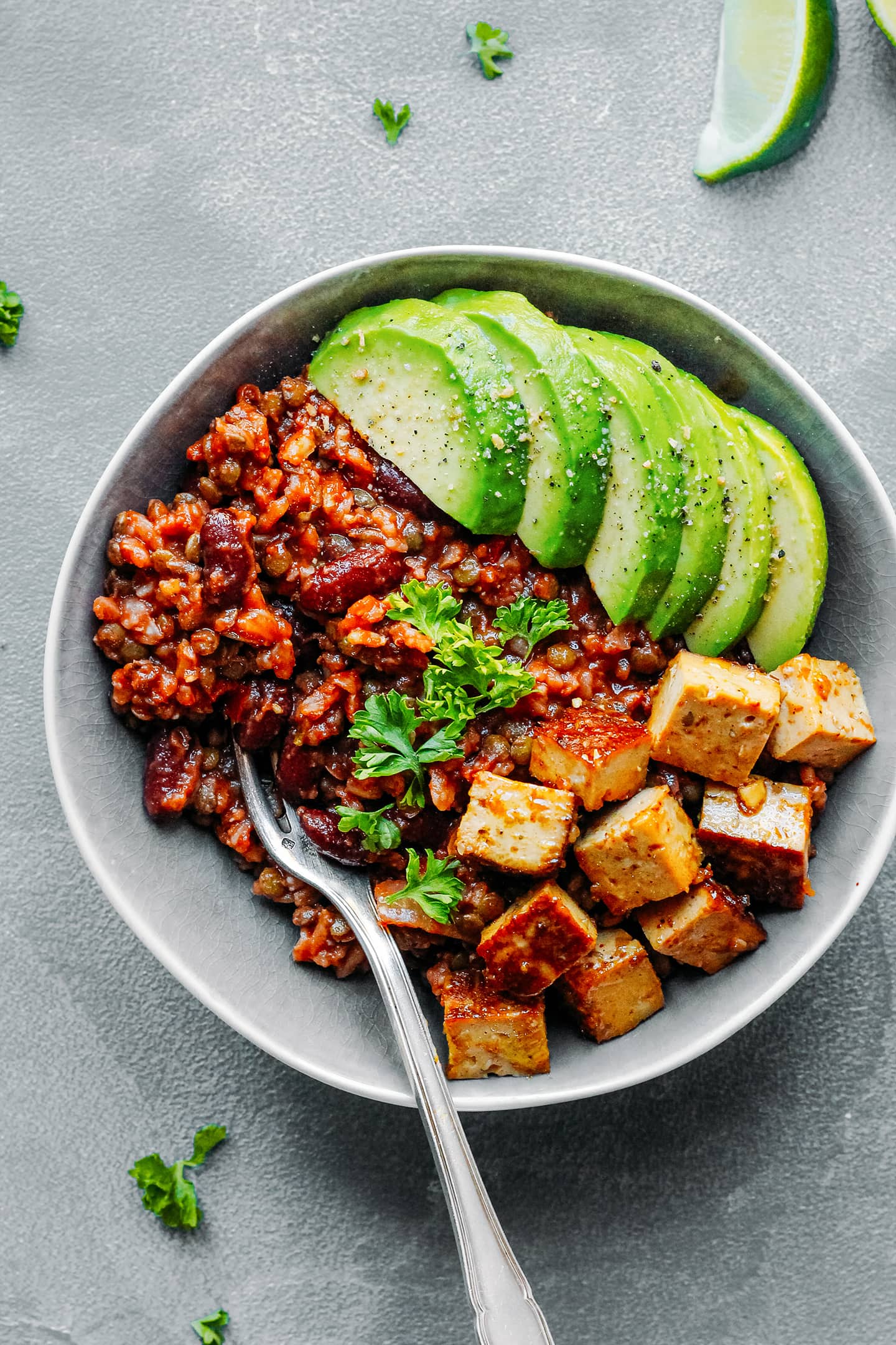 Enchilada Power Bowls with Spicy Tofu