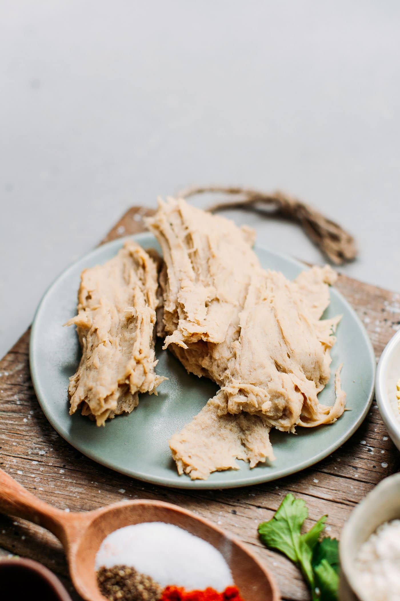 Vegan chicken made from seitan on a plate.