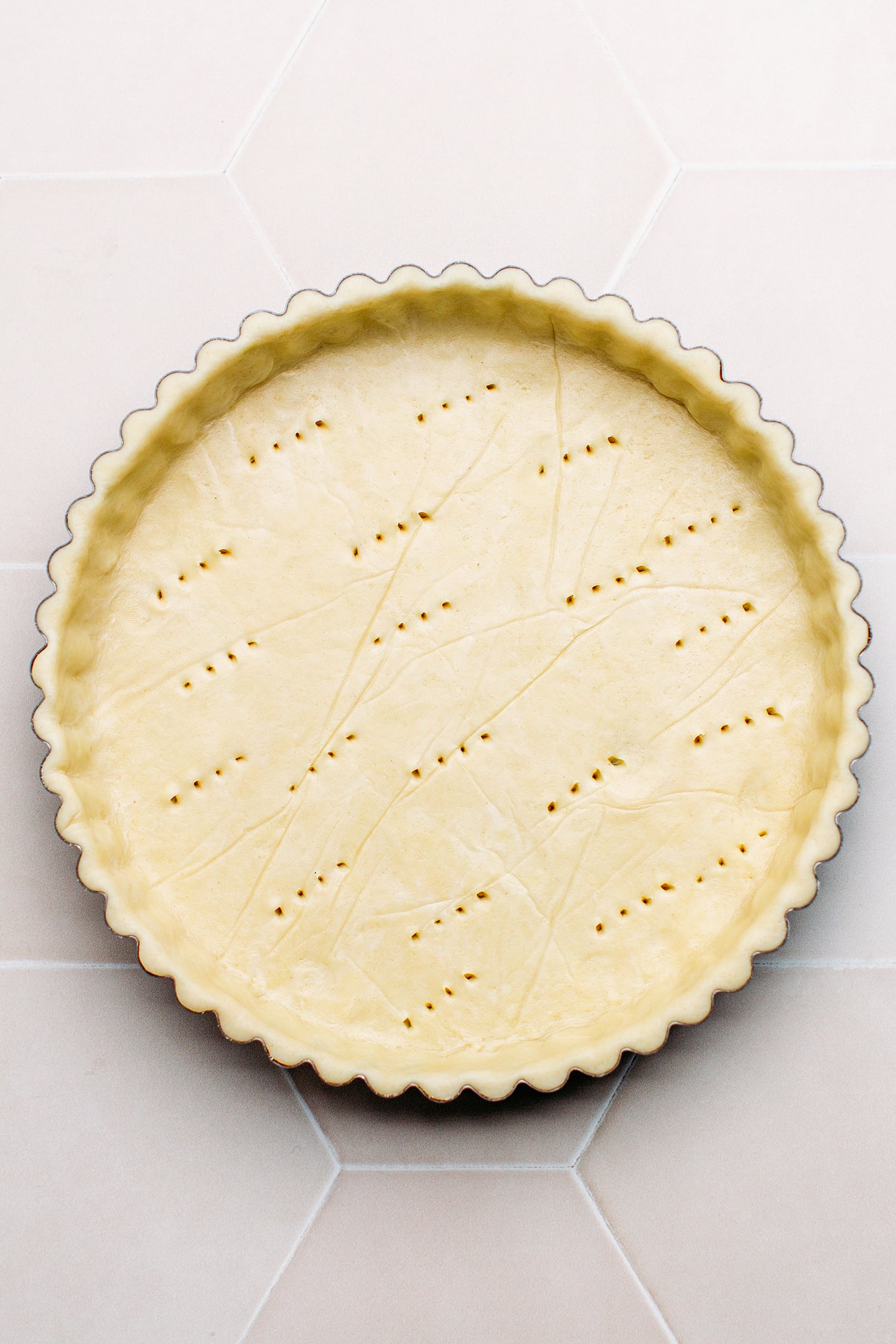 Pie crust in a pie pan.