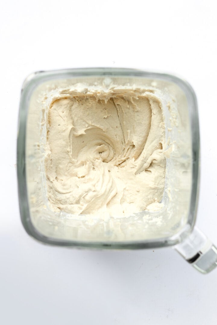 Cashew cream in a blender.