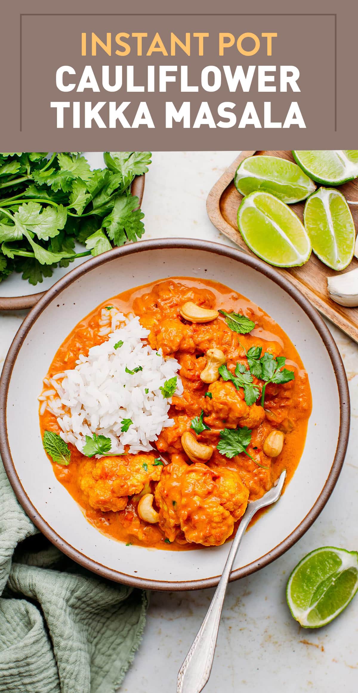 30-minute Instant Pot cauliflower curry! Perfectly spiced, incredibly easy to make, and super creamy! #vegan #instantpot #quick #dinner