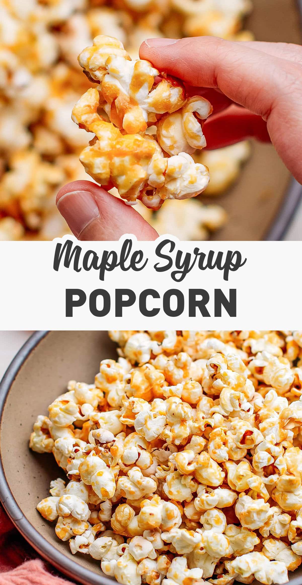 Introducing maple syrup popcorn! The same sweet and crispy popcorn that you already love, minus the refined sugar! This 4-ingredient popcorn has a delicious caramelized flavor, a touch of saltiness, and is incredibly addictive!