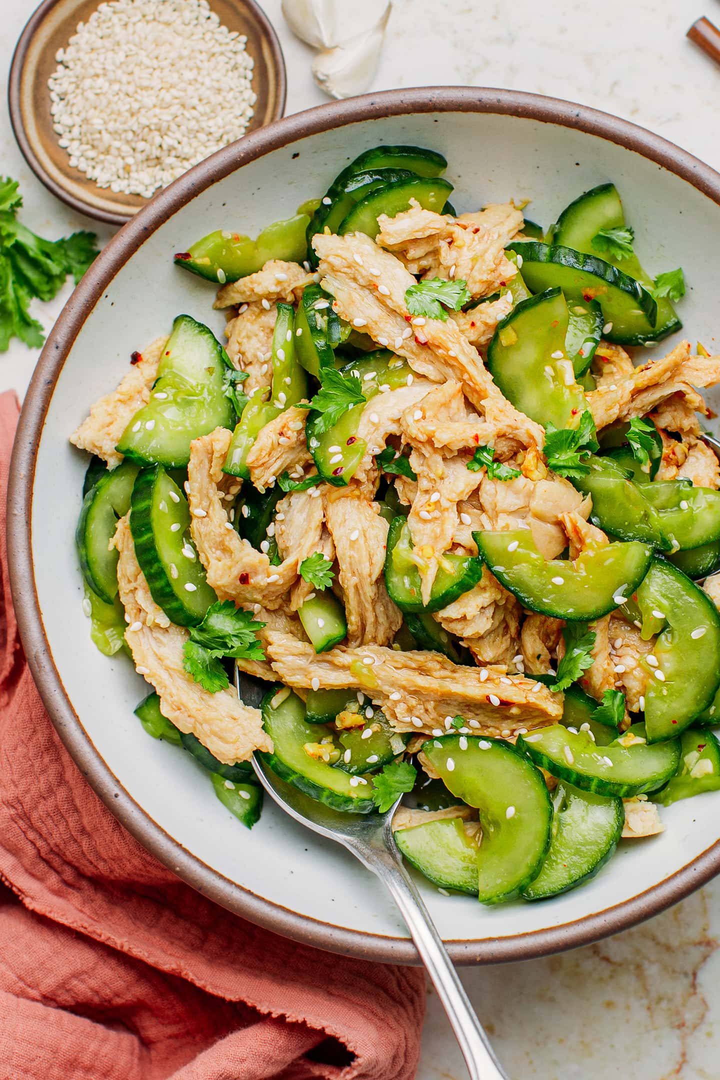 Vegan Chicken Cucumber Salad