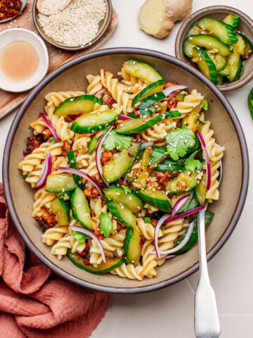 Smashed Cucumber Pasta Salad