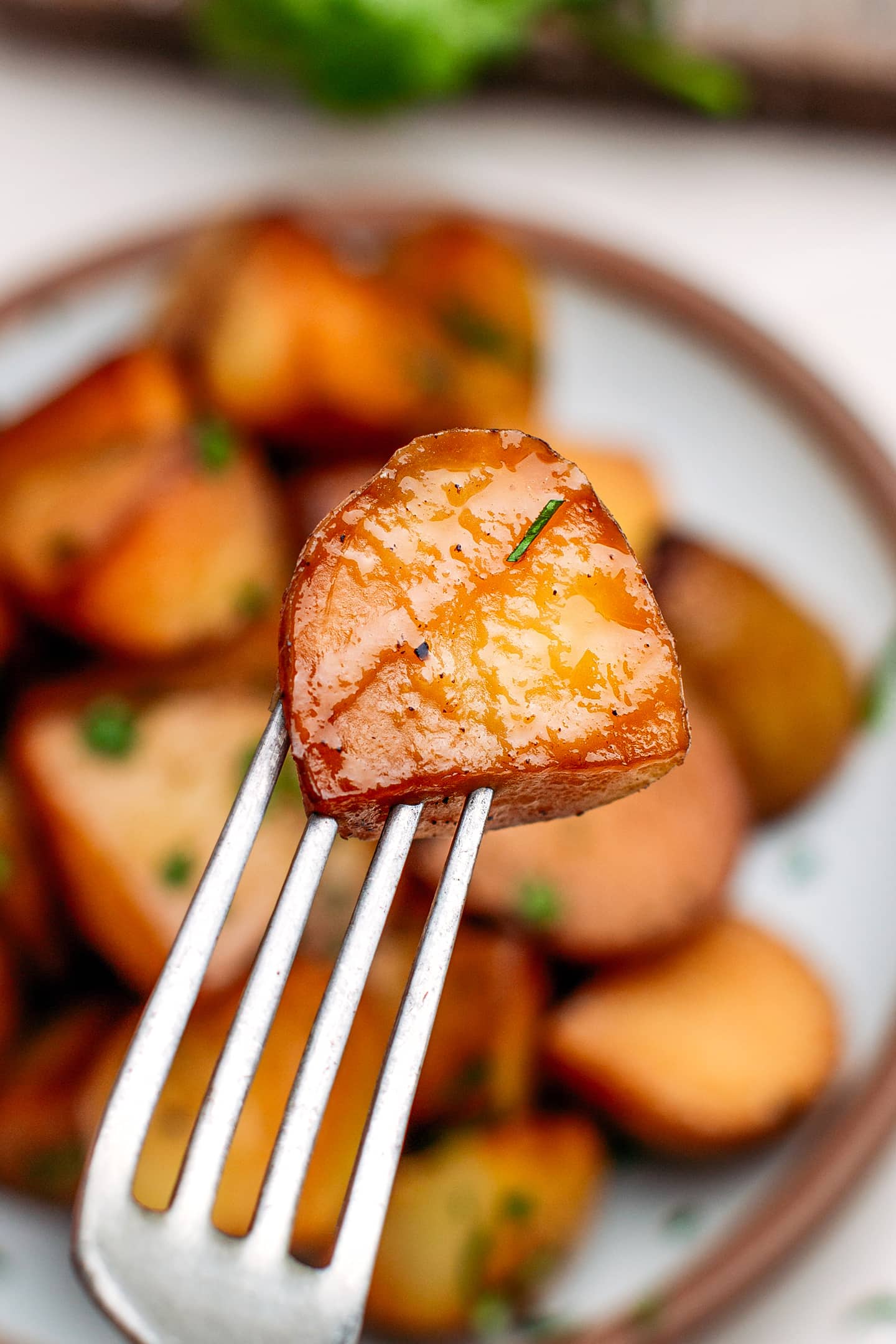 Close-up of a smoked potato.