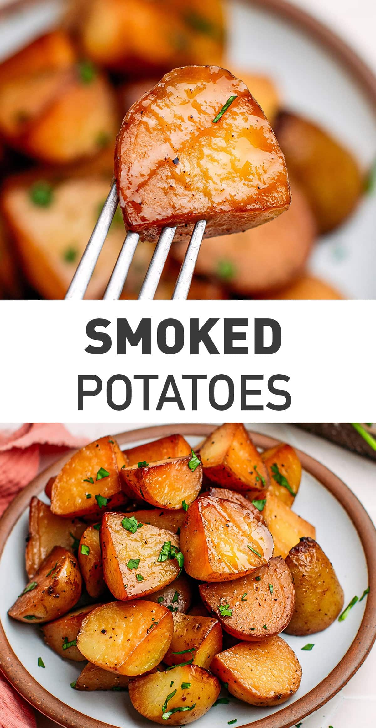 Looking for a new way to enjoy potatoes? We have got you covered with these smoked potatoes! Boiled and then smoked in a stovetop smoker, these potatoes are tender, buttery, and so comforting! You will love their deep, smoky flavor! #stovetopsmoker