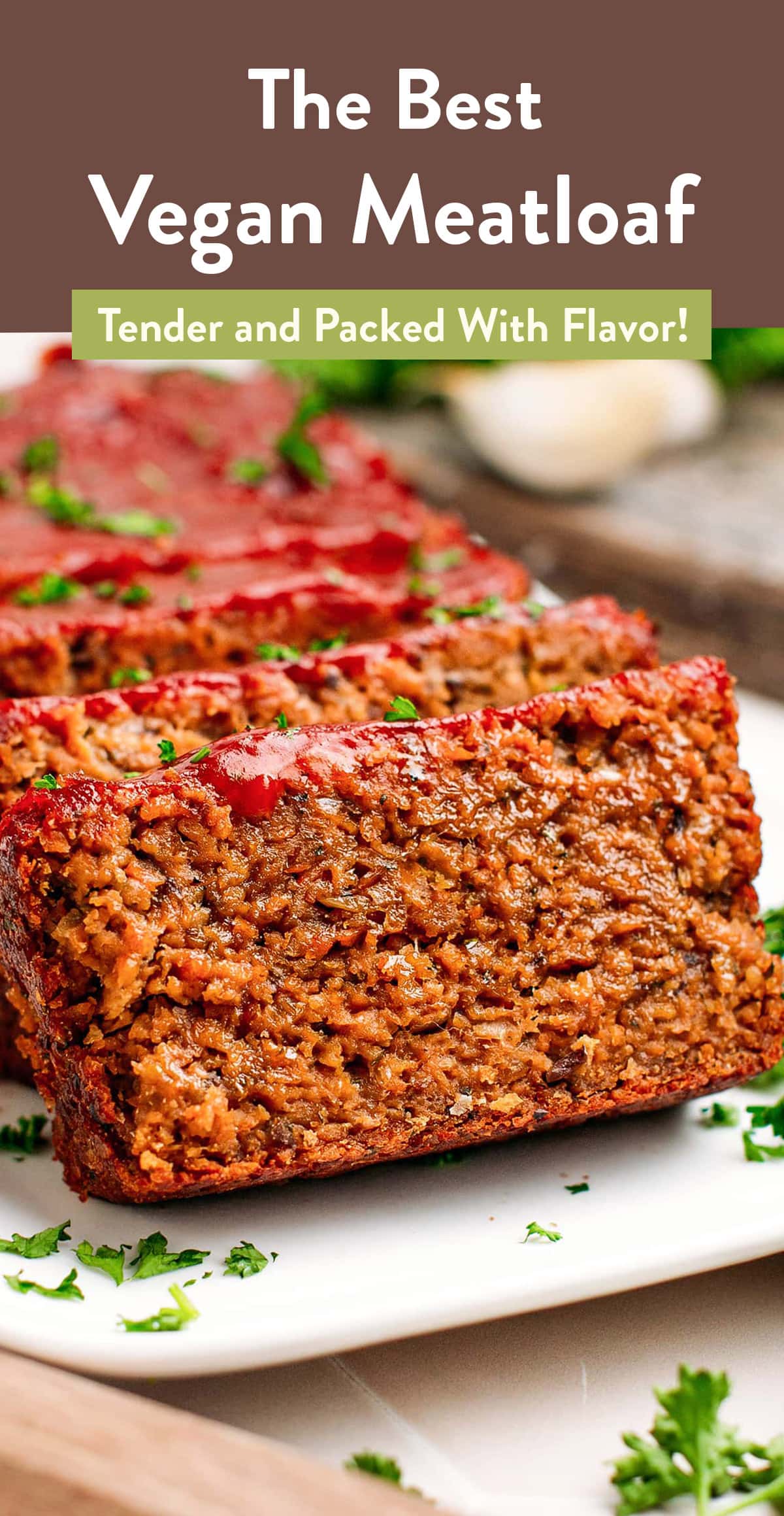 Looking for the best vegan meatloaf recipe? Look no further! Our plant-based meatloaf is unbelievably tender, moist, and packed with flavor. Made with soy curls, white beans, and a blend of flavorful seasonings, it's then glazed with a sweet and tangy sauce. It's sure to be a crowd-pleaser! #veganmeatloaf #vegan #meatloaf #soycurls