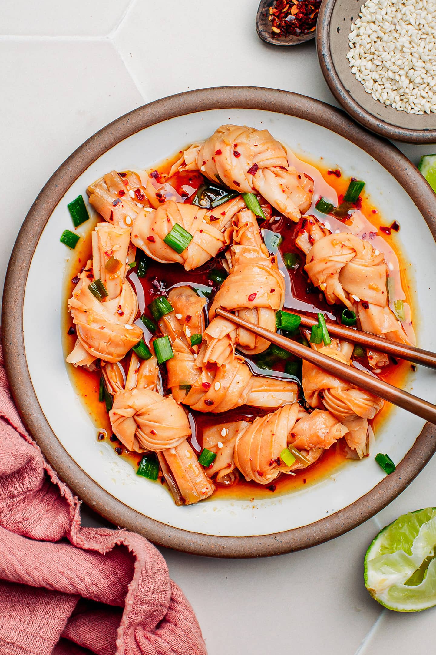 Bean Curd Knots in Spicy Chili Oil