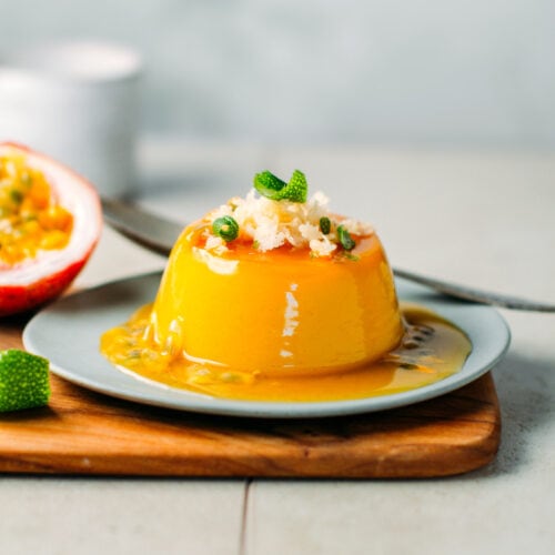 Mango & Passion Fruit Flan (Vegan + GF)