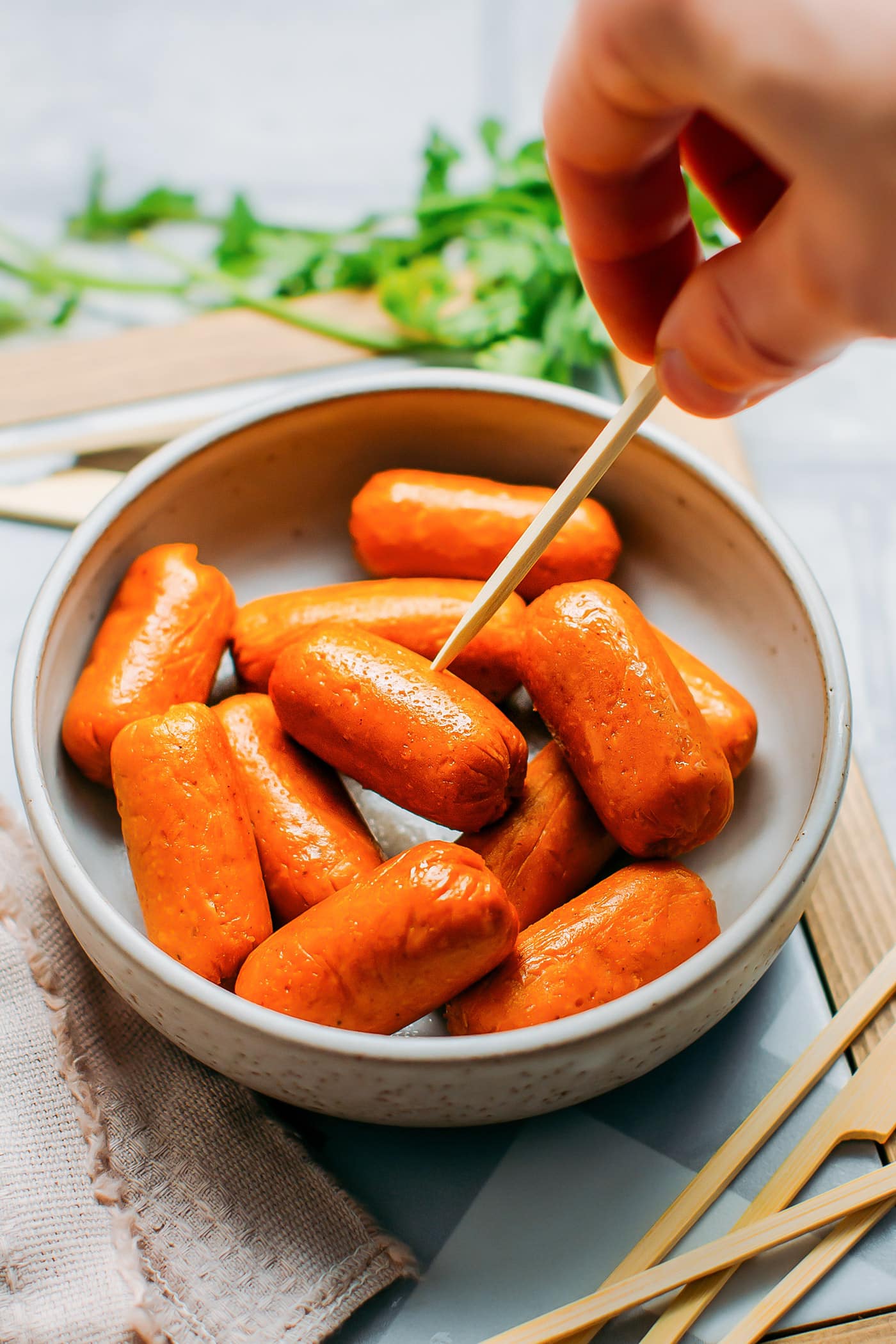 Vegan Cocktail Sausages (Frankfurter)