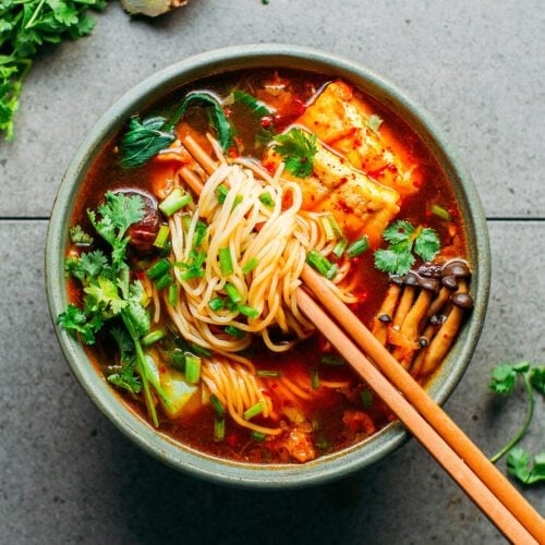 Vegan Kimchi Noodle Soup