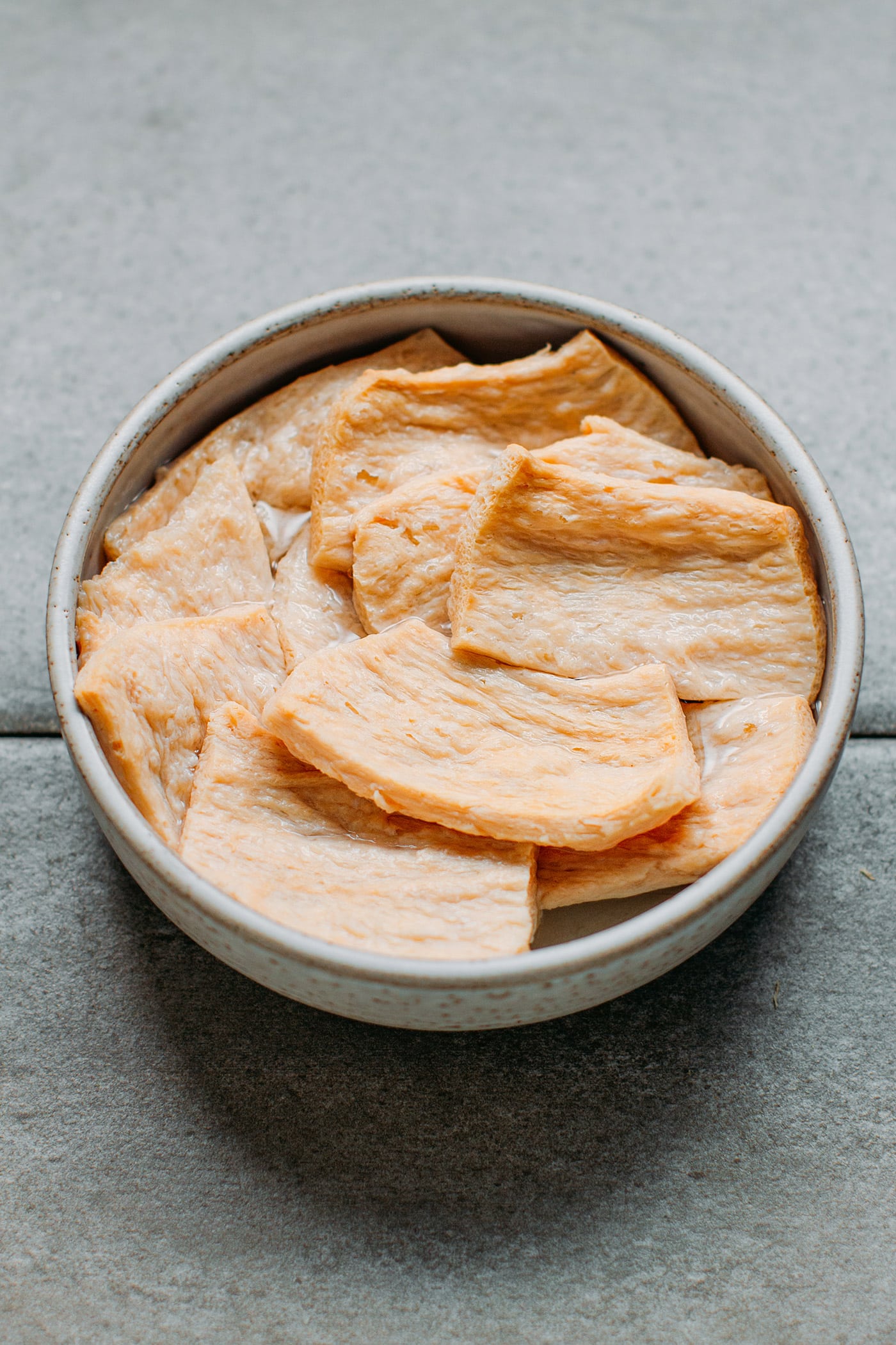 Soaking tvp slices in water.