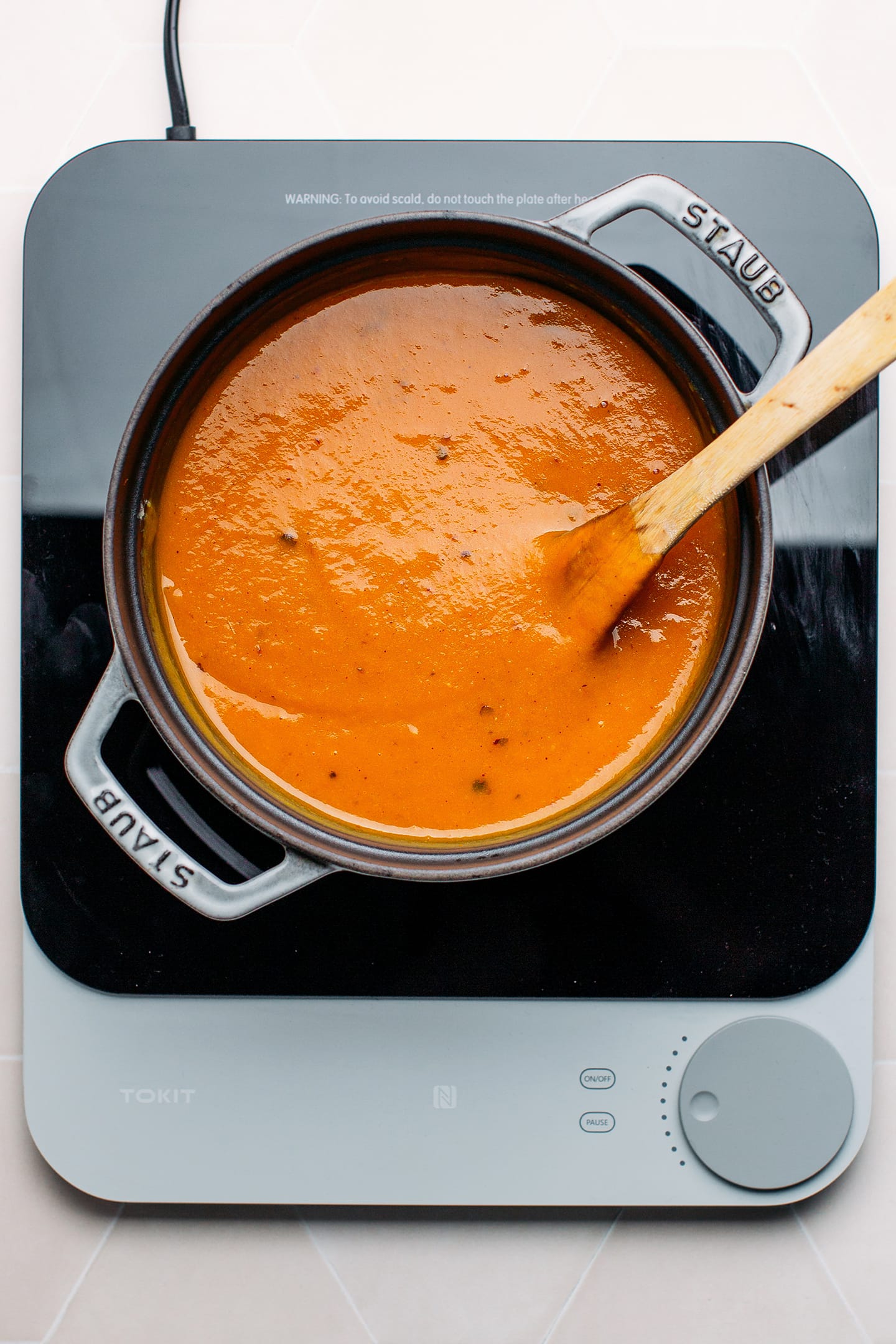 Sweet potato gravy in a pot.