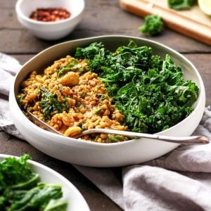 Cashew Buckwheat Curry with Garlic Kale