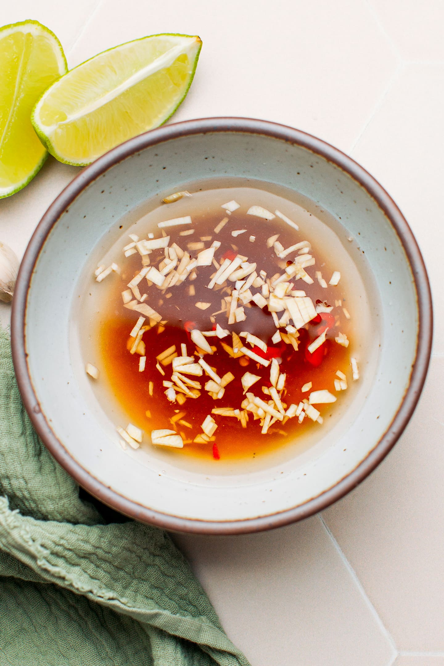 Vietnamese dipping sauce in a bowl.